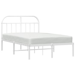 Cadre de lit métal sans matelas et tête de lit blanc 120x190 cm 