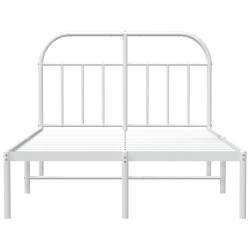 Cadre de lit métal sans matelas et tête de lit blanc 120x190 cm 