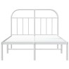 Cadre de lit métal sans matelas et tête de lit blanc 120x190 cm 