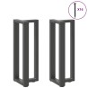 Pieds de table console en T, 2 pièces, anthracite, 25 x 28 x (72-73) cm, acier 