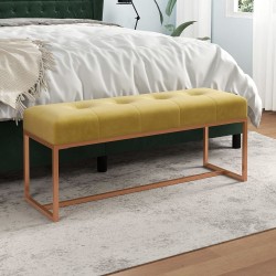 Banc Jaune moutarde 110x36x45 cm Velours 