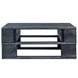 Pouf palette de jardin noir bois de pin imprégné 