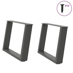 Pieds de table basse en U 2 pièces Anthracite 60 x (42-43) cm Acier 