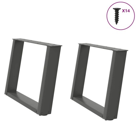 Pieds de table basse en U 2 pièces Anthracite 60 x (42-43) cm Acier 