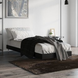 Cadre de lit sans matelas noir 75x190 cm bois ingénierie 