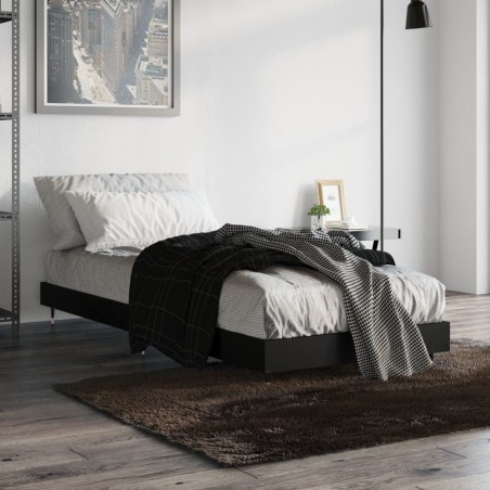 Cadre de lit sans matelas noir 75x190 cm bois ingénierie 