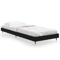 Cadre de lit sans matelas noir 75x190 cm bois ingénierie 