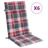 Coussins de chaise à dossier haut lot de 6 carreaux rouge 