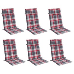 Coussins de chaise à dossier haut lot de 6 carreaux rouge 