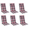 Coussins de chaise à dossier haut lot de 6 carreaux rouge 