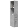 Armoire de salle de bain étroite avec roulettes gris béton 
