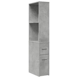 Armoire de salle de bain étroite avec roulettes gris béton 