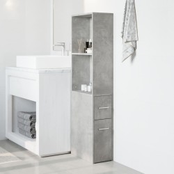 Armoire de salle de bain étroite avec roulettes gris béton 