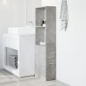 Armoire de salle de bain étroite avec roulettes gris béton 