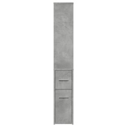 Armoire de salle de bain étroite avec roulettes gris béton 