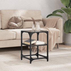 Table basse avec dessus en verre noir 30x30x45 cm acier 
