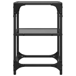 Table basse avec dessus en verre noir 30x30x45 cm acier 