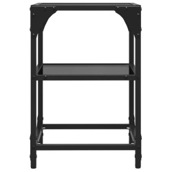 Table basse avec dessus en verre noir 30x30x45 cm acier 