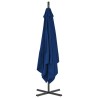 Parasol de jardin en porte-à-faux avec mât en acier azuré 