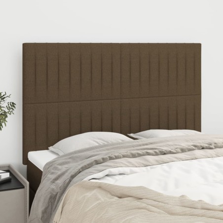 Têtes de lit 4 pcs Marron foncé 72x5x78/88 cm Tissu 