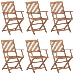 Chaises pliables de jardin lot de 6 avec coussins Bois d'acacia 