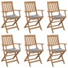 Chaises pliables de jardin lot de 6 avec coussins Bois d'acacia 
