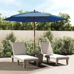 Parasol de jardin avec mât en bois bleu azuré 299x240 cm 