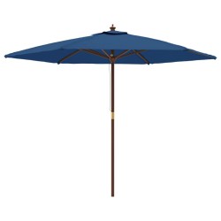 Parasol de jardin avec mât en bois bleu azuré 299x240 cm 