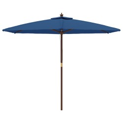 Parasol de jardin avec mât en bois bleu azuré 299x240 cm 