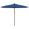 Parasol de jardin avec mât en bois bleu azuré 299x240 cm 