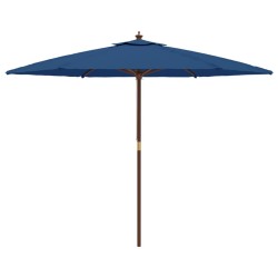 Parasol de jardin avec mât en bois bleu azuré 299x240 cm 