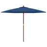 Parasol de jardin avec mât en bois bleu azuré 299x240 cm 