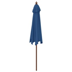 Parasol de jardin avec mât en bois bleu azuré 299x240 cm 