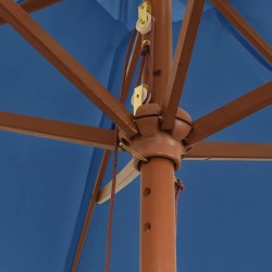 Parasol de jardin avec mât en bois bleu azuré 299x240 cm 