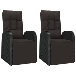Ensemble de salon de jardin 3 pcs noir poly rotin et acier 