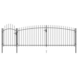 Portail de clôture de jardin avec dessus en lance 5x2 m Noir 
