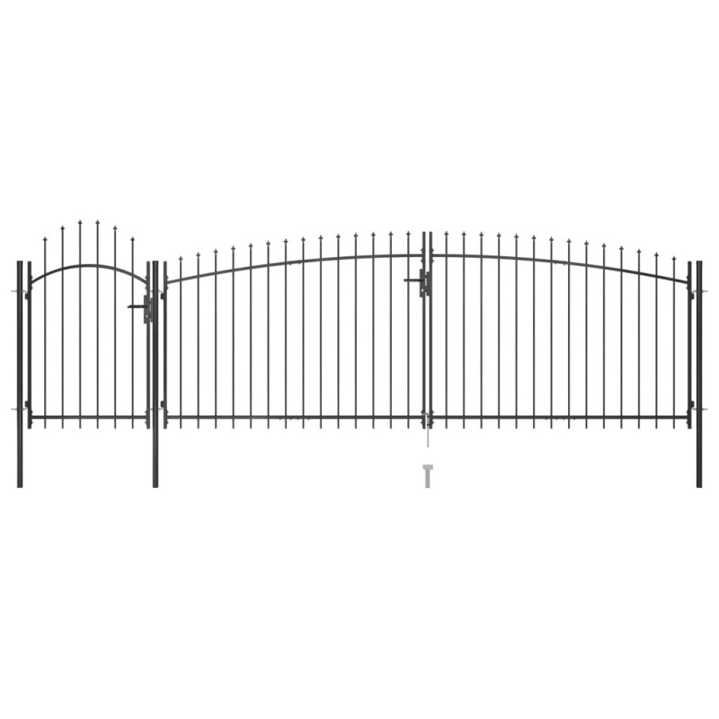 Portail de clôture de jardin avec dessus en lance 5x2 m Noir Portail de clôture de jardin avec dessus en lance 5x2 m Noir