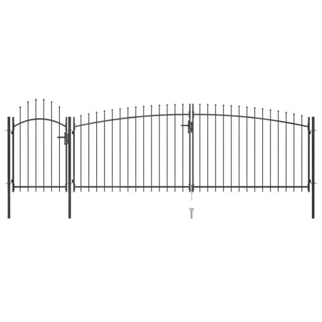 Portail de clôture de jardin avec dessus en lance 5x2 m Noir 