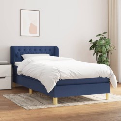 Sommier à lattes de lit avec matelas Bleu 90x200 cm Tissu 