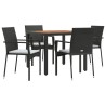 Ensemble à manger de jardin coussins 5pcs Noir Résine tressée 