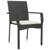 Ensemble à manger de jardin coussins 5pcs Noir Résine tressée 