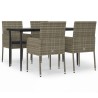 Ensemble à manger de jardin coussins 5 pcs noir et gris 