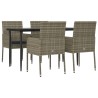 Ensemble à manger de jardin coussins 5 pcs noir et gris 