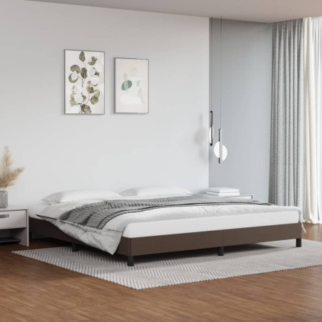 Cadre de lit sans matelas marron 200x200 cm similicuir 
