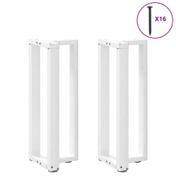 Pieds de table console en T, 2 pièces, blanc, 38 x 25 x (72-73) cm, acier 