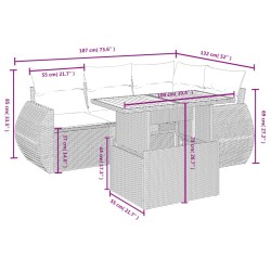 Salon de jardin avec coussins 5 pcs beige résine tressée 