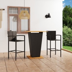 Ensemble de bar de jardin 3 pcs Noir 