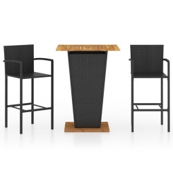 Ensemble de bar de jardin 3 pcs Noir 