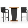 Ensemble de bar de jardin 3 pcs Noir 