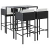 Ensemble de bar de jardin 5 pcs avec coussins noir poly rotin 